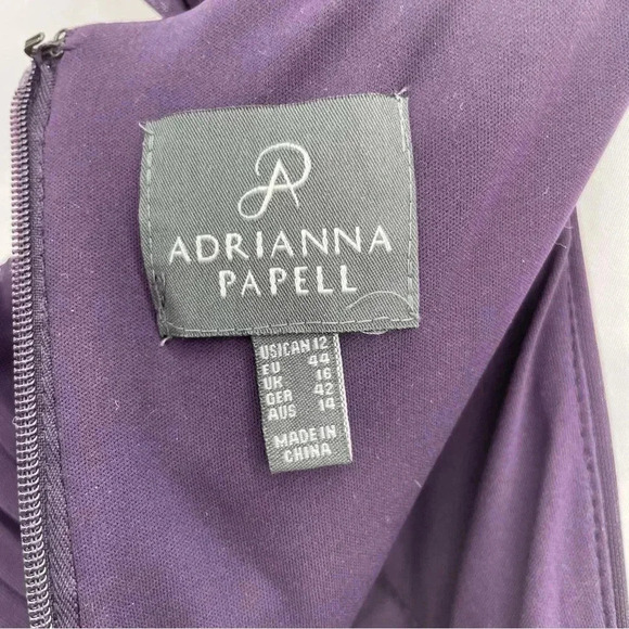 Adrianna Papell Women's Purple Gown 12 Sequin Ruched Party Formal Evening Prom - Picture 11 of 15